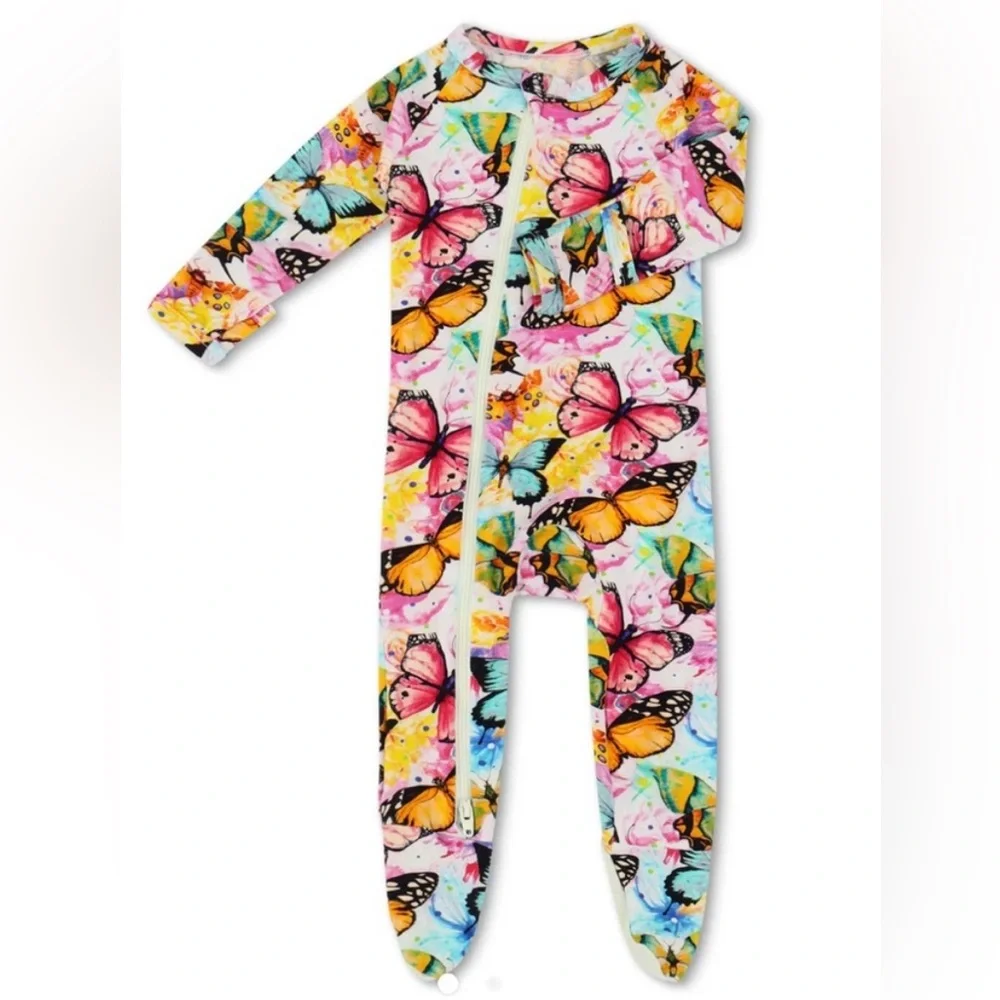 NWT Bestaroo Butterfly Flutter Dreams Bamboo Footie 9-12M Colorful Butterflies 🦋
